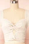 Brietta Beige Pink Crop Top w/ Sweetheart Neckline | Boutique 1861 front close up