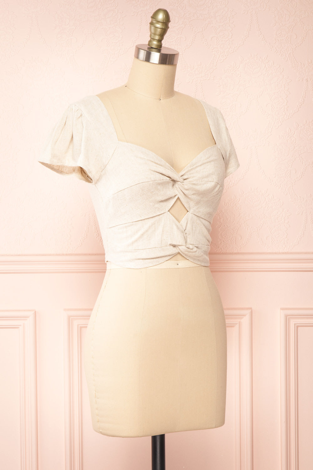 Brietta Beige Pink Crop Top w/ Sweetheart Neckline | Boutique 1861 side view