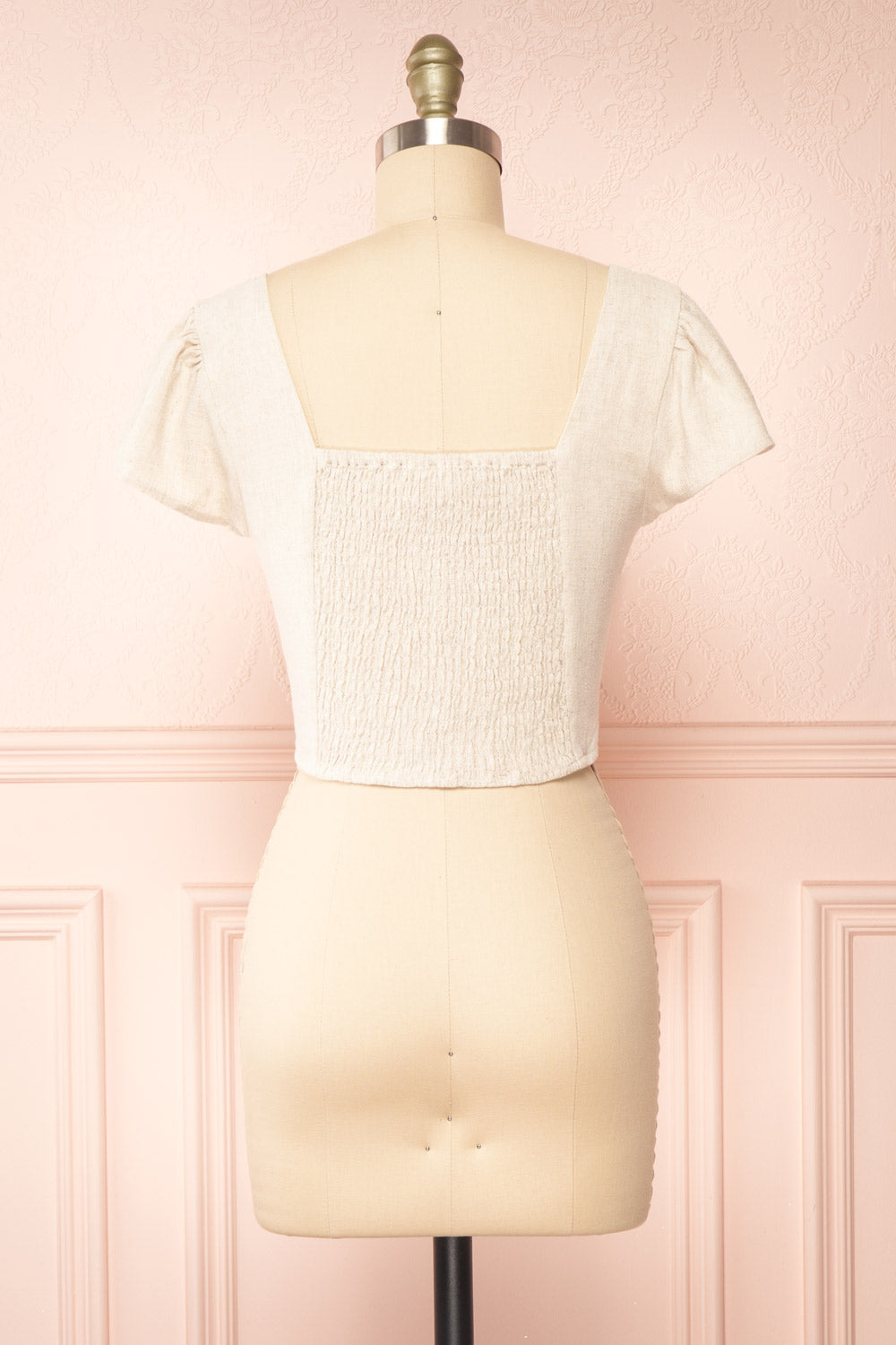 Brietta Beige Pink Crop Top w/ Sweetheart Neckline | Boutique 1861 back view