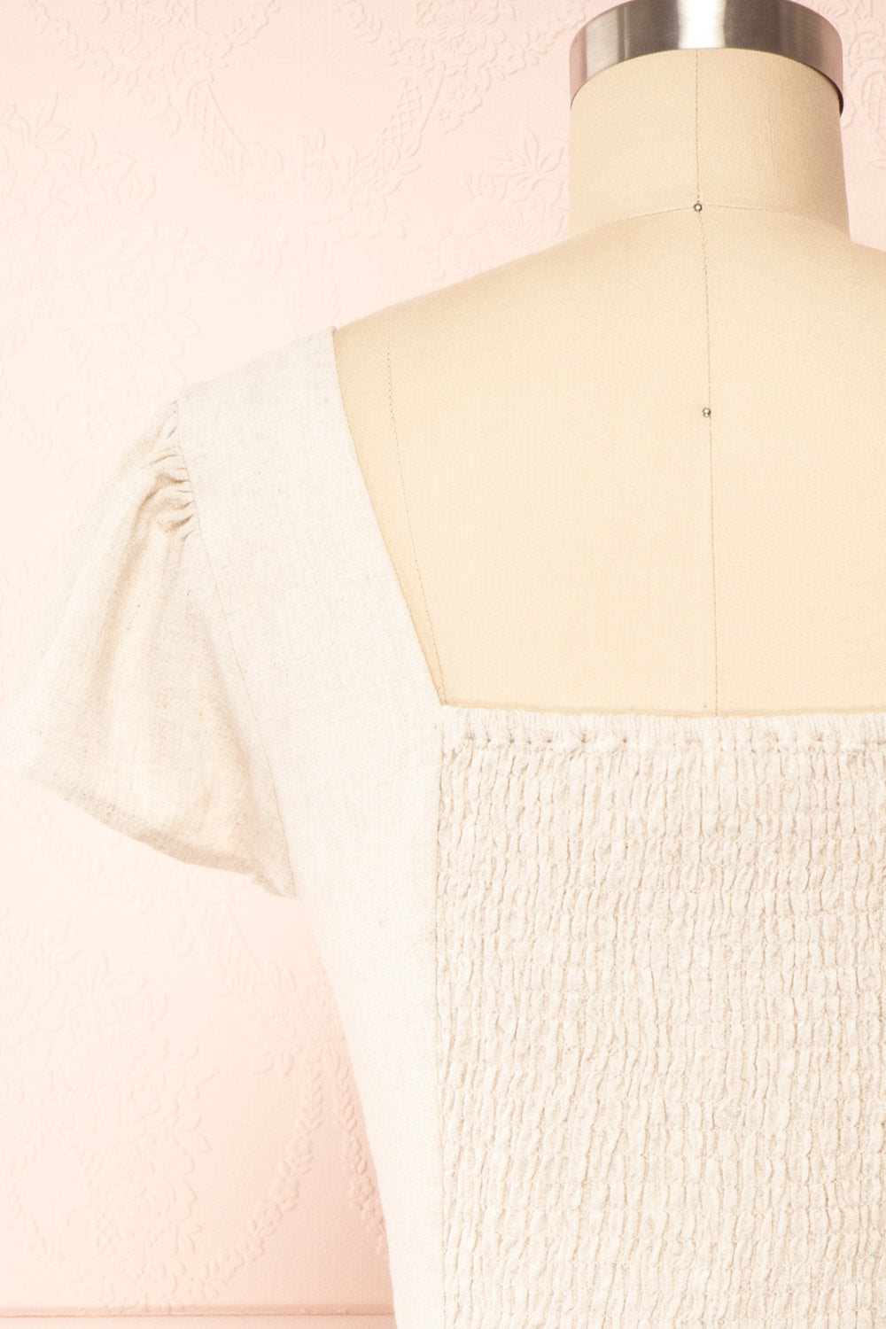 Brietta Beige Pink Crop Top w/ Sweetheart Neckline | Boutique 1861 back close up