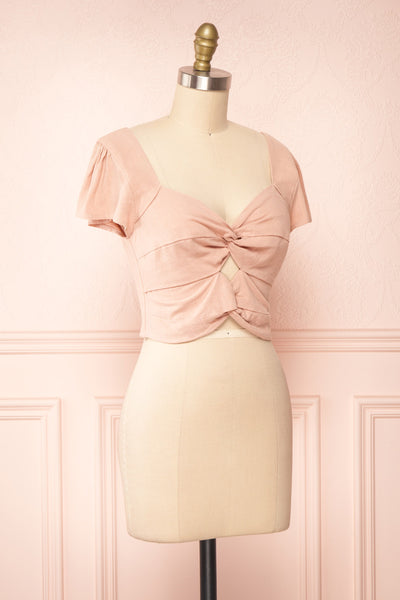 Brietta Rose Pink Crop Top w/ Sweetheart Neckline | Boutique 1861 side view