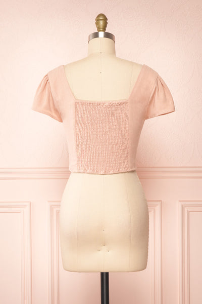 Brietta Rose Pink Crop Top w/ Sweetheart Neckline | Boutique 1861 back view