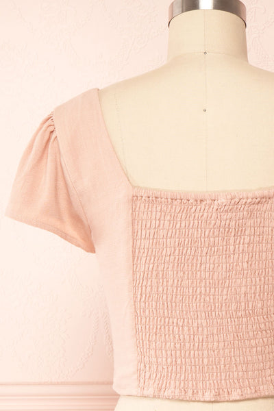 Brietta Rose Pink Crop Top w/ Sweetheart Neckline | Boutique 1861 back close up