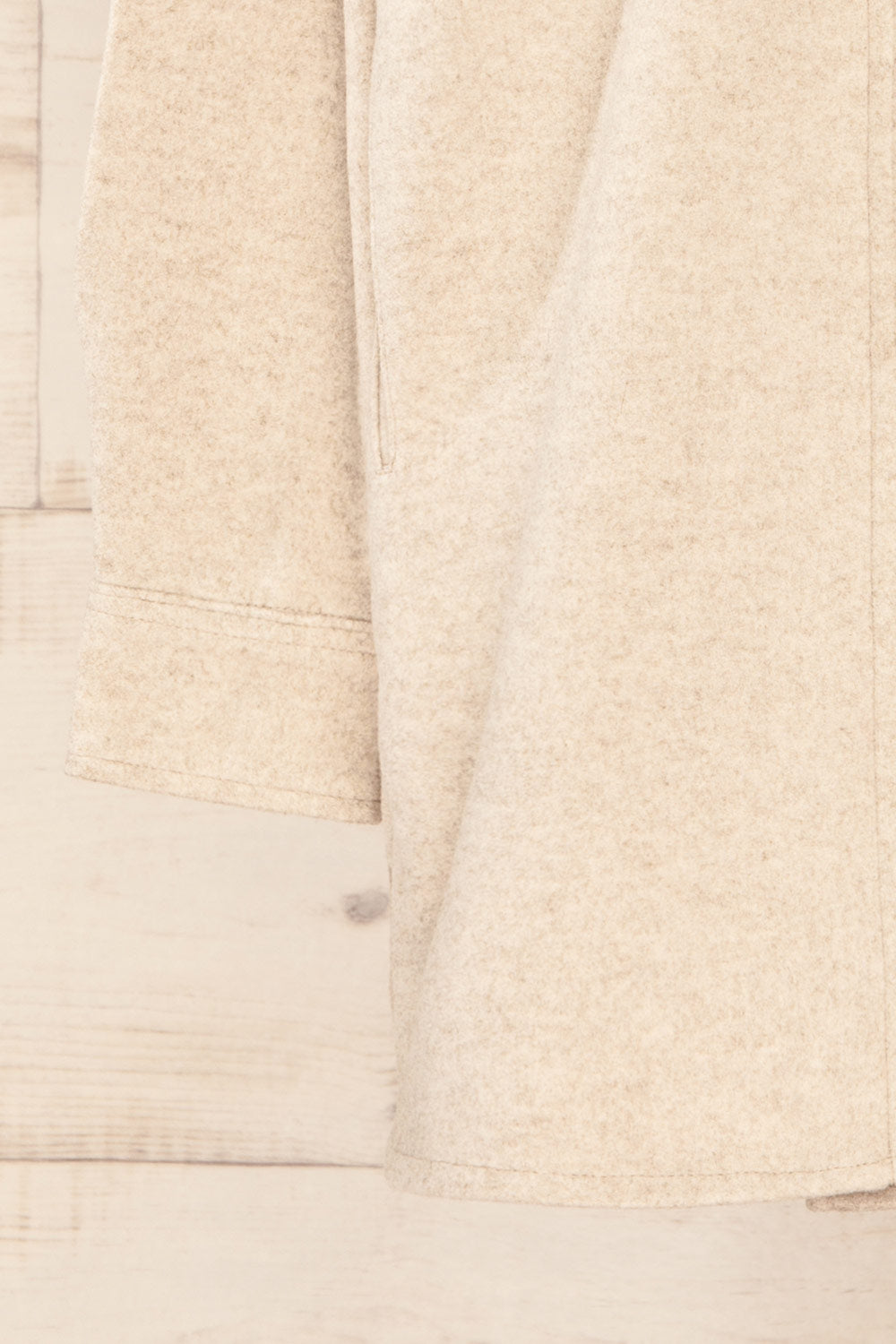 Brighton Oversized Grey Beige Felt Shacket | La petite garçonne back close-up