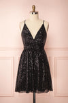 Brigitte Black Plus Size Short Sequin Dress | Boutique 1861 plus
