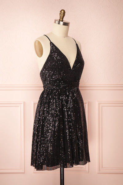 Brigitte Black | Backless Short Sequin Dress