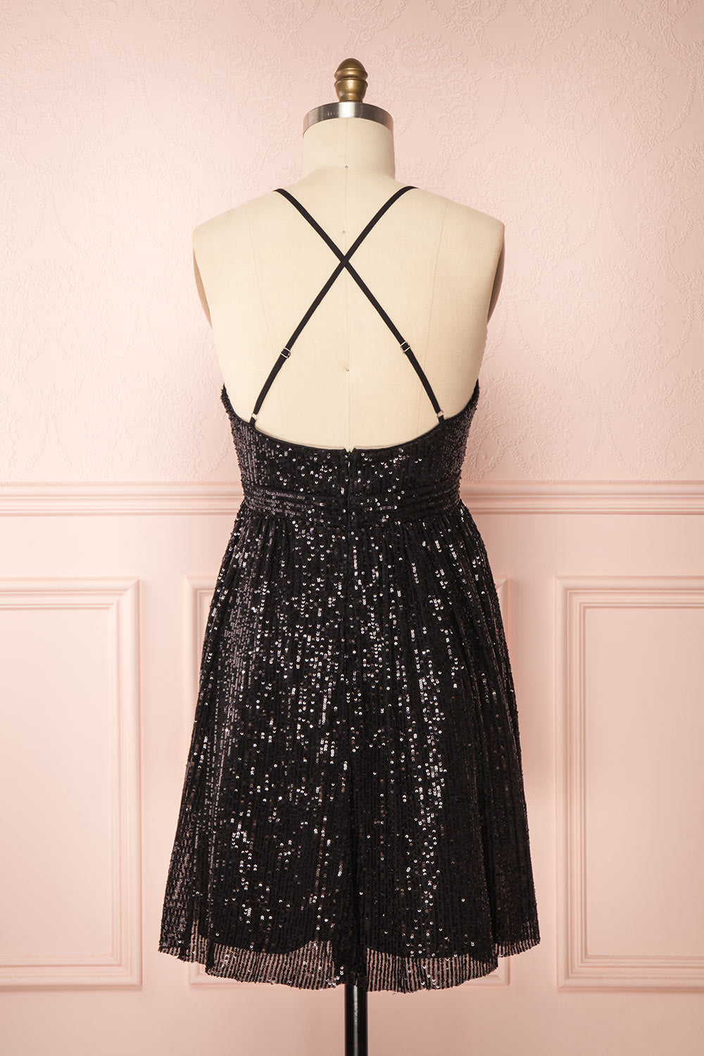 Brigitte Black Plus Size Party Dress | Robe | Boutique 1861 back view 