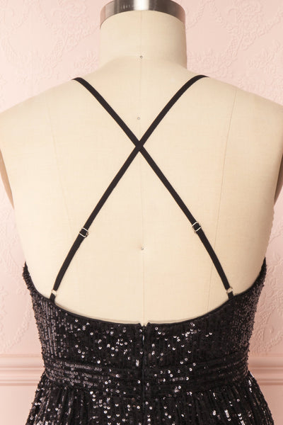 Brigitte Black Plus Size Party Dress | Robe | Boutique 1861 back close-up