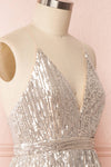 Brigitte Silver Plus Size Party Dress | Robe | Boutique 1861 side close-up