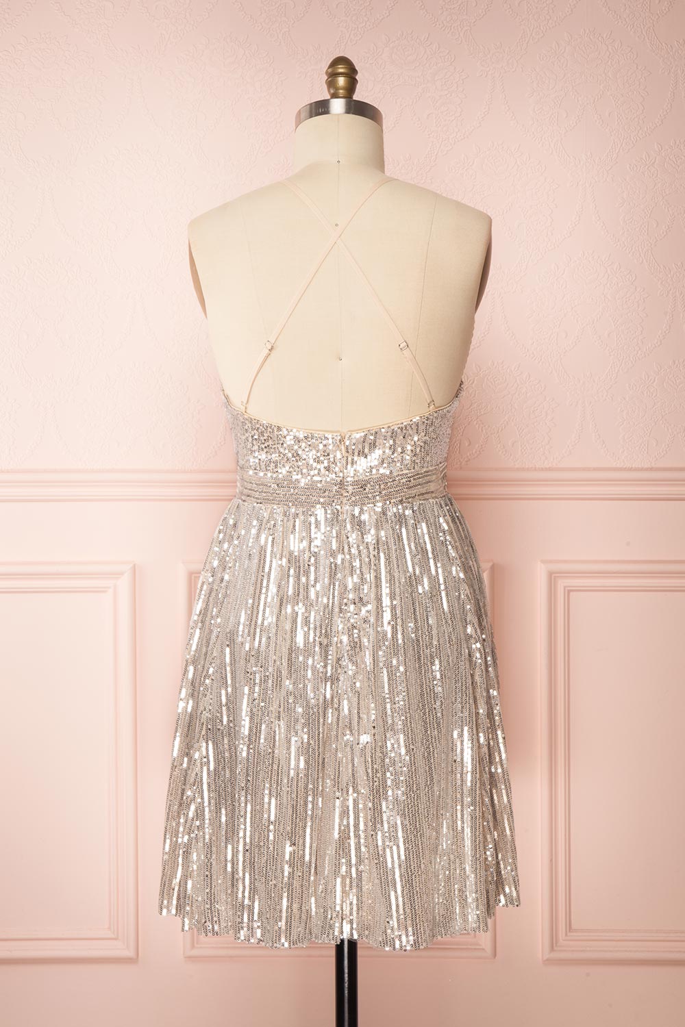 Brigitte Silver Plus Size Party Dress | Robe | Boutique 1861 back view 