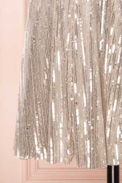Brigitte Silver Plus Size Party Dress | Robe | Boutique 1861 bottom close-up