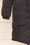 Brisson Black Hooded Puffer Coat w/ Front Pockets | La petite garçonne sleeves