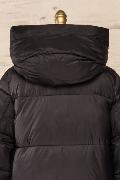 Brisson Black Hooded Puffer Coat w/ Front Pockets | La petite garçonne back close up