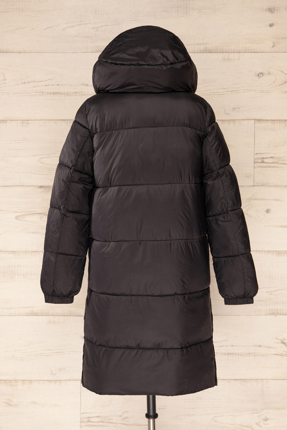 Brisson Black Hooded Puffer Coat w/ Front Pockets | La petite garçonne back view hood