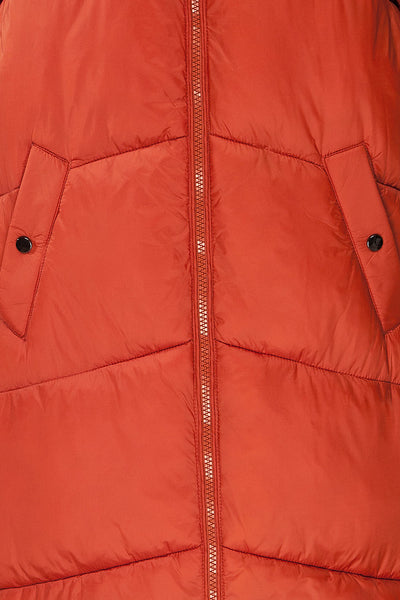 Brisson Rust Hooded Puffer Coat w/ Pockets | La petite garçonne details