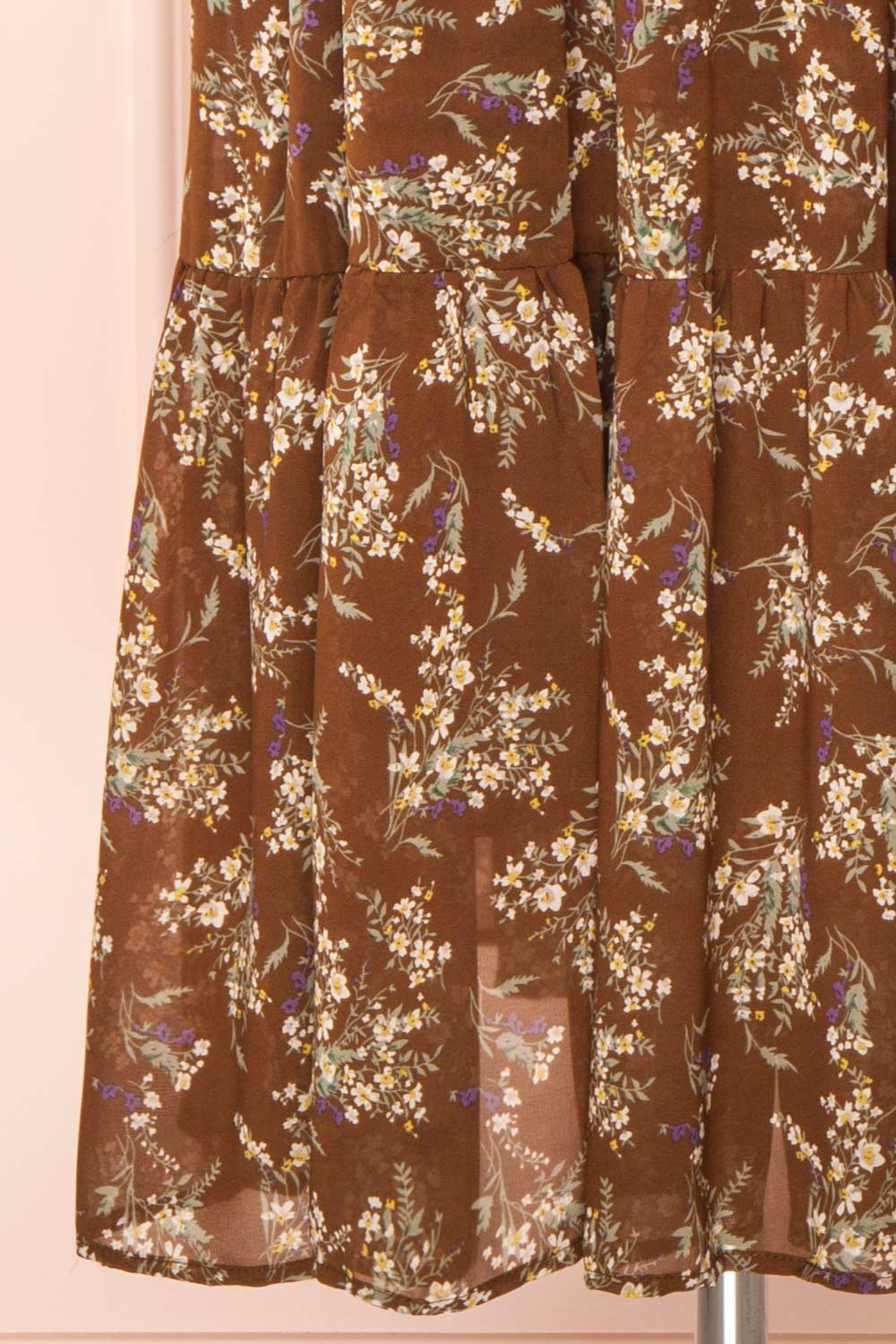 Britt Mocha | Floral Midi Dress w/ Short Sleeves | Boutique 1861 bottom 