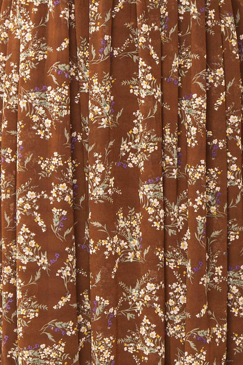 Britt Mocha | Floral Midi Dress w/ Short Sleeves | Boutique 1861 fabric 