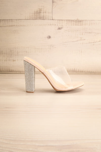 Brittany Rhinstone Clear Heeled Sandals | La Petite Garçonne side view