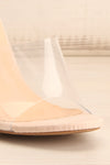 Brittany Rhinstone Clear Heeled Sandals | La Petite Garçonne front close-up