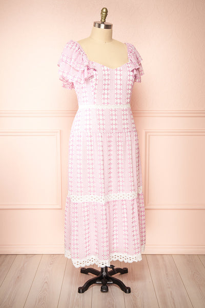 Brogae Ruffled Openwork Midi Dress | Boutique 1861 side plus size
