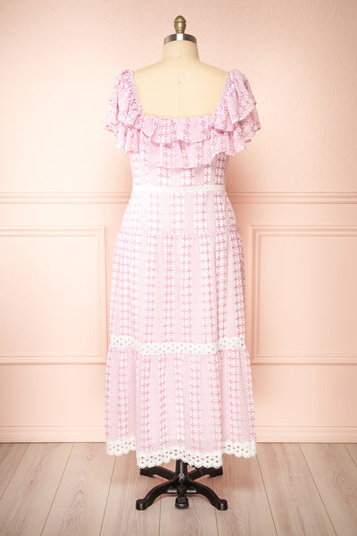 Brogae Ruffled Openwork Midi Dress | Boutique 1861 back plus size