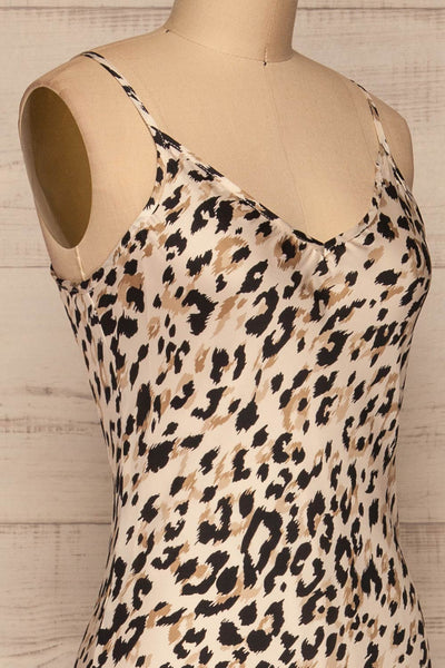 Brynja Leopard Print Slip Dress | Robe | La Petite Garçonne side close-up