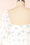 Buccino Blue Short Floral Square Neck Dress | Boutique 1861 back close up