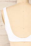Budva White Stretchable Embossed Bralette | La petite garçonne back close-up
