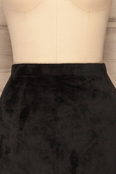 Bunnik Black Velvet High Waisted Shorts | La Petite Garçonne front close-up