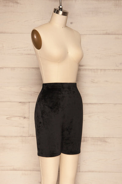 Bunnik Black Velvet High Waisted Shorts | La Petite Garçonne side view