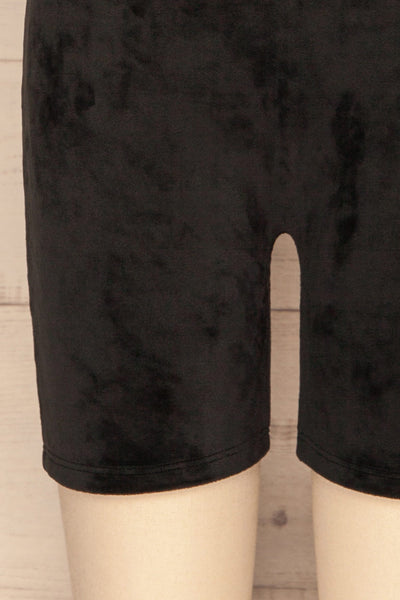 Bunnik Black Velvet High Waisted Shorts | La Petite Garçonne bottom close-up
