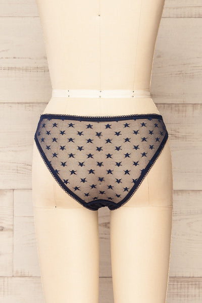 Burnaby Navy Mesh Underwear w/ Embroidered Stars | La petite garçonne back view