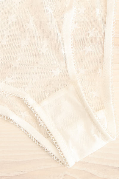 Burnaby White Mesh Underwear w/ Embroidered Stars | La petite garçonne flat close-up
