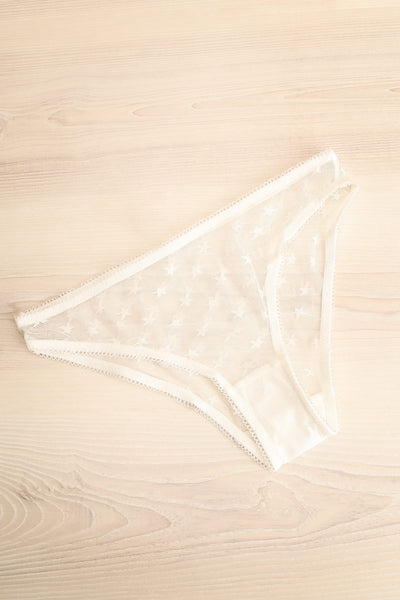 Burnaby White Mesh Underwear w/ Embroidered Stars | La petite garçonne flat view