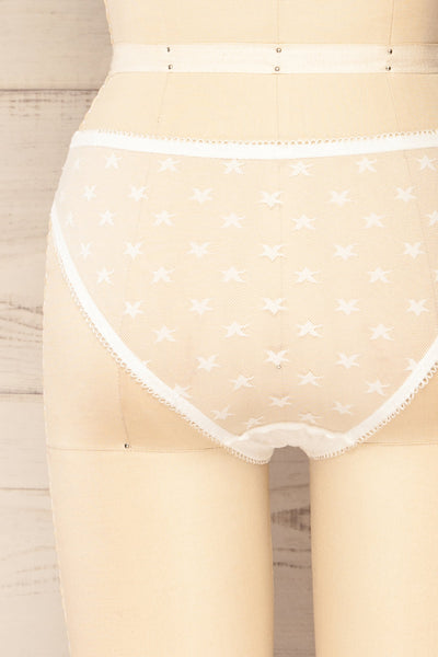 Burnaby White Mesh Underwear w/ Embroidered Stars | La petite garçonne back close-up