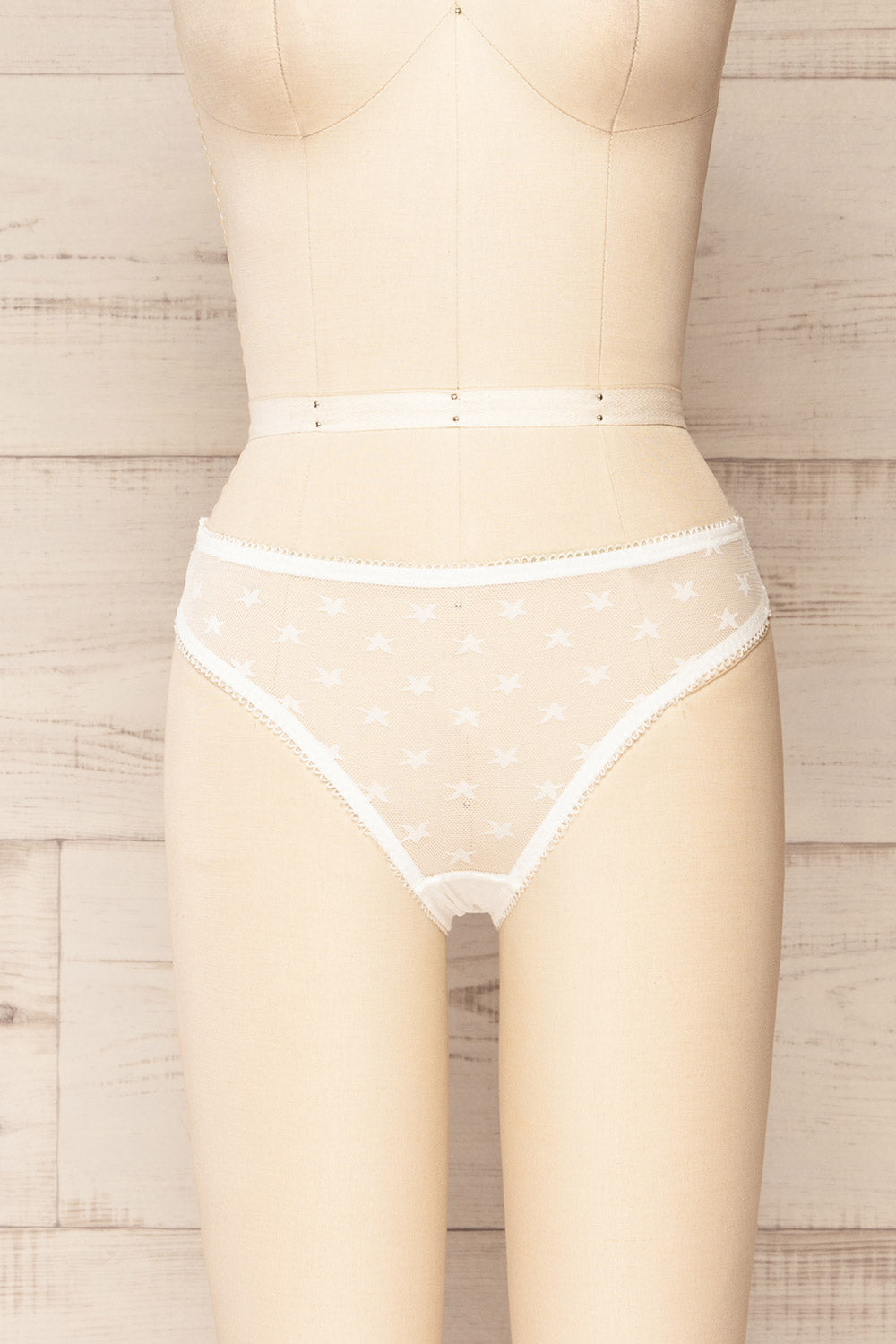 Burnaby White Mesh Underwear w/ Embroidered Stars | La petite garçonne front view