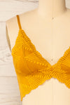 Butterflies Yellow Lace Bralette | La petite garçonne front close-up