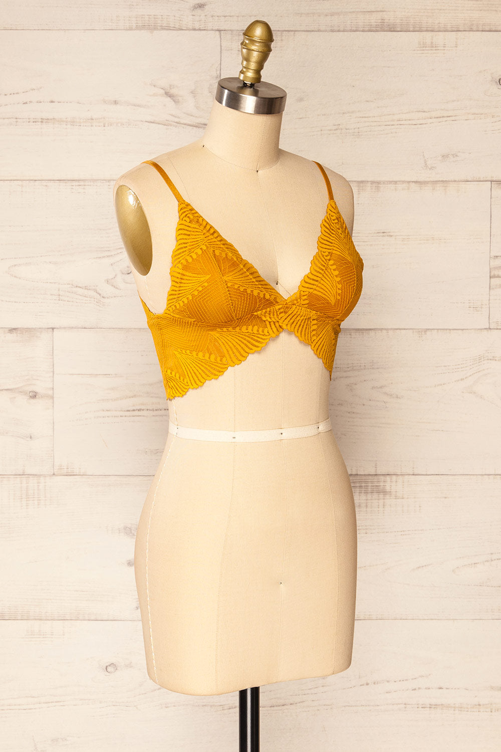 Butterflies Yellow Lace Bralette | La petite garçonne side view