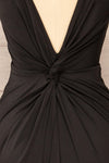 Cachio Black Open Back Fitted Short Dress | La petite garçonne knot close-up