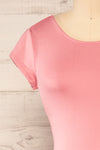Cachio Pink Open Back Fitted Short Dress | La petite garçonne front close-up