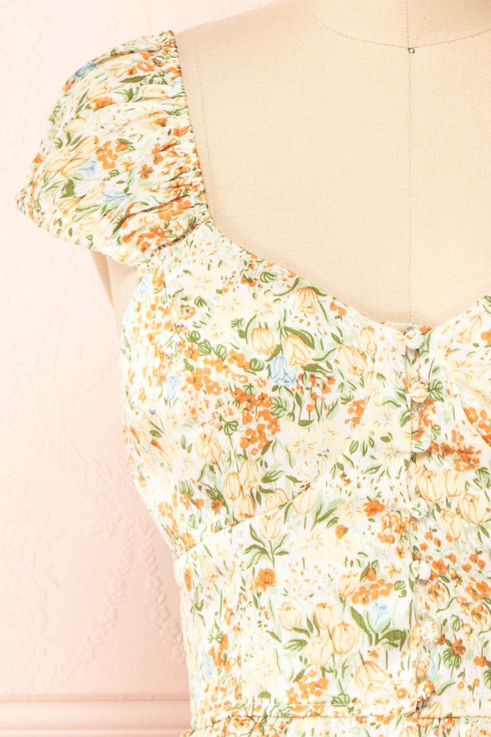 Cadie Cropped Floral Chiffon Top | Boutique 1861 front close-up