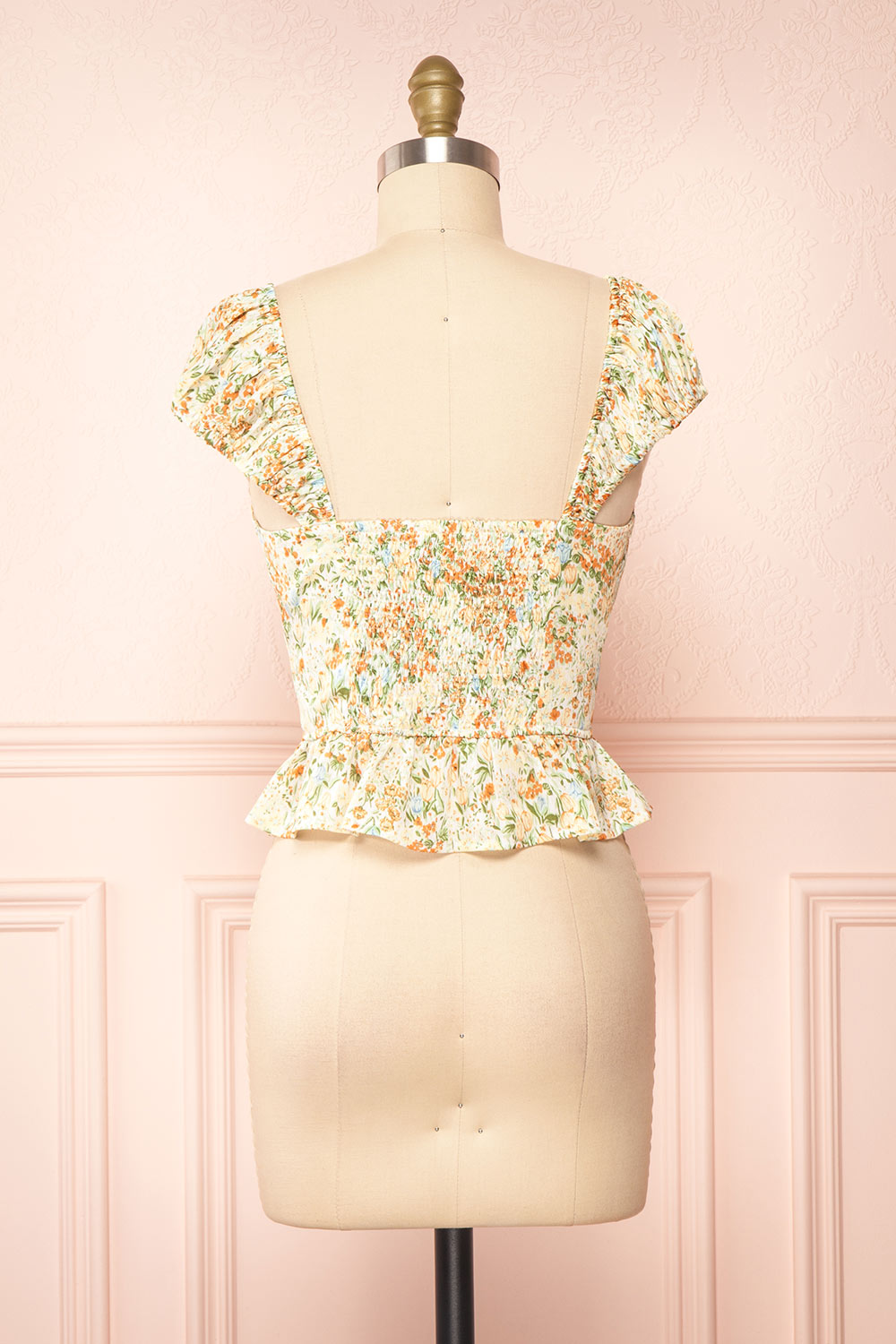 Cadie Cropped Floral Chiffon Top | Boutique 1861 back view