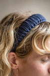 Caelum Navy Blue Macrame Headband | La petite garçonne model