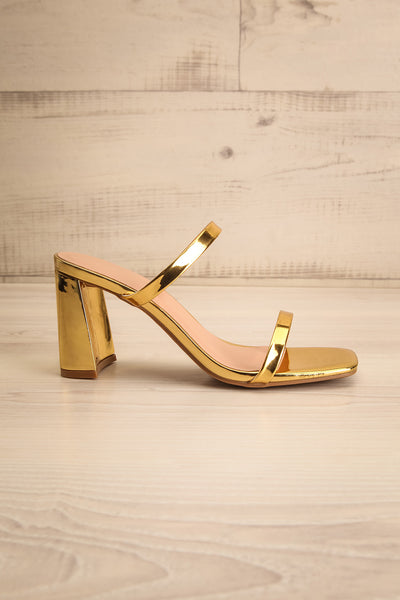 Caeruleum Gold Metallic Heeled Sandals | La petite garçonne side view