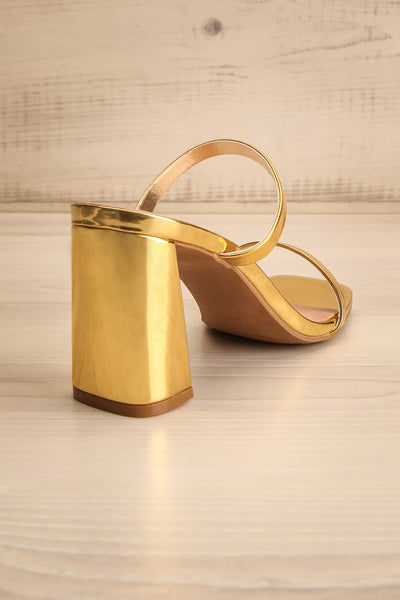 Caeruleum Gold Metallic Heeled Sandals | La petite garçonne back view