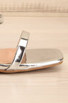 Caeruleum Silver Metallic Heeled Sandals | La petite garçonne side front close-up
