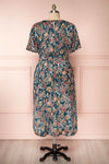 Cahan Teal Floral Silky Midi Dress | Robe back view | Boutique 1861