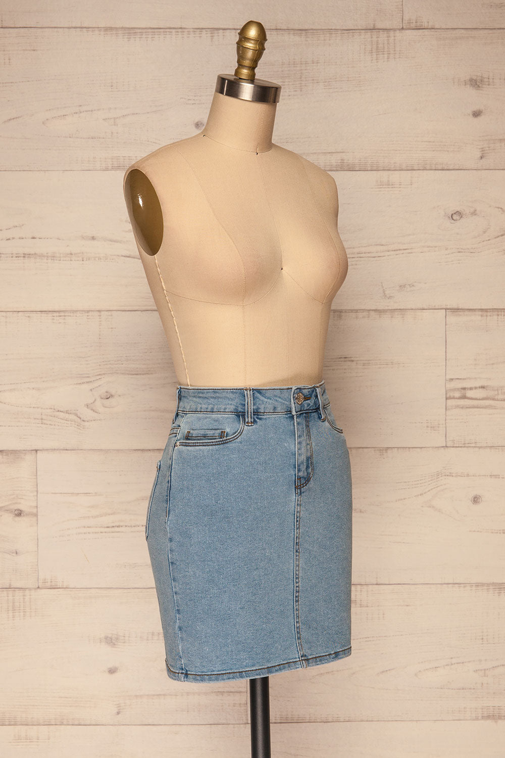 Cahul Sky Blue Denim Skirt | La petite garçonne side view