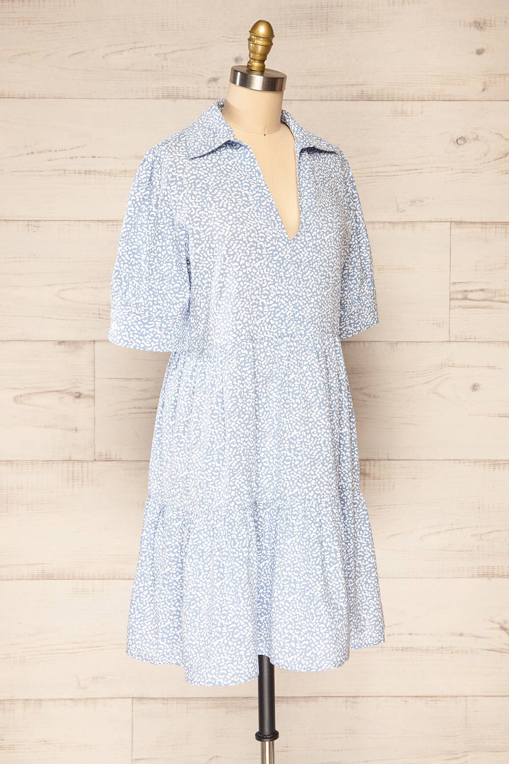 Caicedo Blue Patterned Midi Shirtdress | La petite garçonne side view 