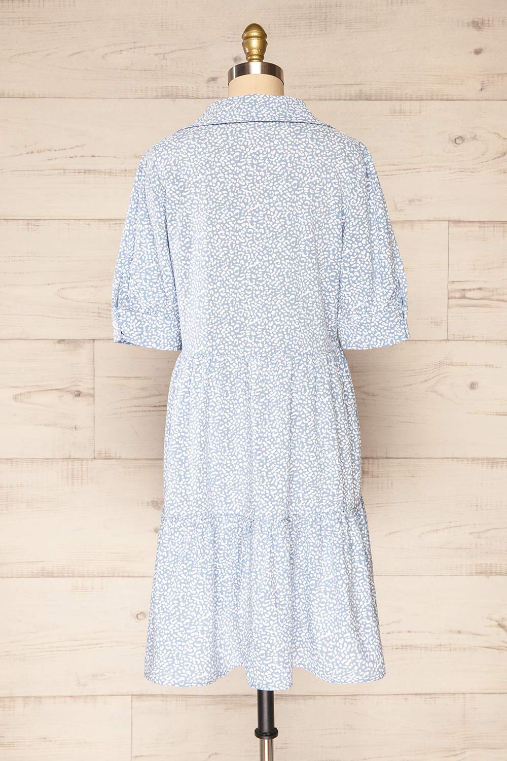 Caicedo Blue Patterned Midi Shirtdress | La petite garçonne back view 